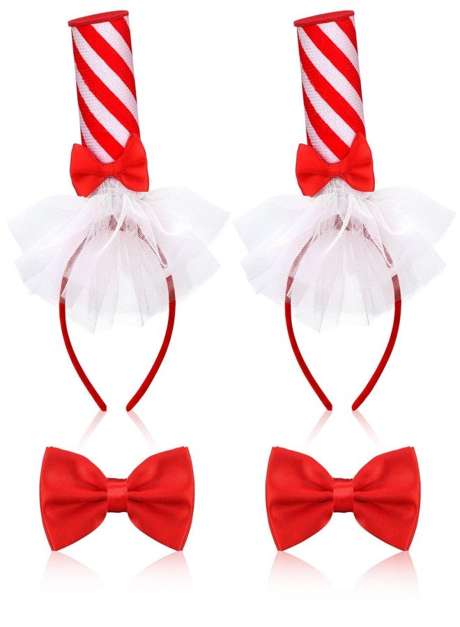 Liitrsh 2 Pack Red and White Striped Headband Valentines Costume Accessory Red Striped Headbands and Bowties Valentines Hair Accessory Gift Galentines Outfit for Women Party Decoration for Cosplay - Image 1